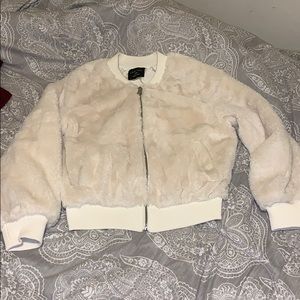 Love Tree Creme Faux Fur Zip Up